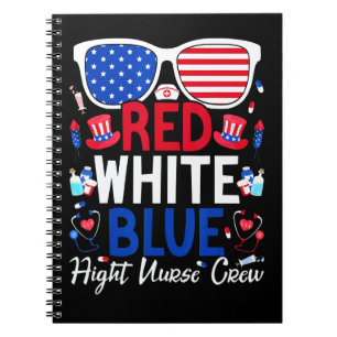 Cuaderno Enfermera 4 de julio rojo blanco azul alta tripula