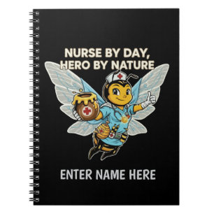Cuaderno Enfermera Abeja Héroe Caricatura Retro Médica Asis