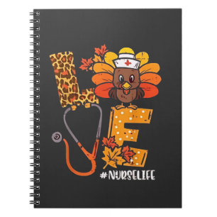 Cuaderno Enfermera Agradecida Vida Pavo Día de Acción de Gr