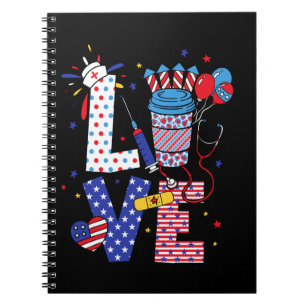 Cuaderno Enfermera Americana Top de Scrub del 4 de Julio Dí