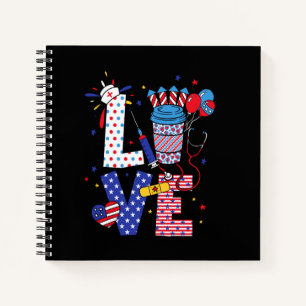 Cuaderno Enfermera Americana Top de Scrub del 4 de Julio Pa