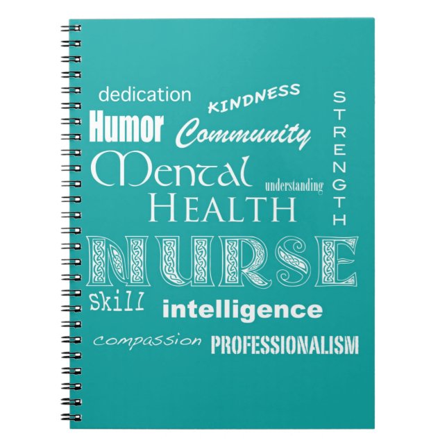 Cuaderno Enfermera-atributos de salud mental/azul-verde (Frente)