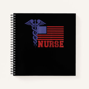 Cuaderno Enfermera Bandera Americana Apoyo Enfermera Bander