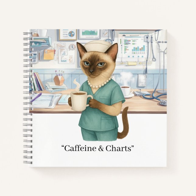 Cuaderno Enfermera con café y tu propio TEXTO (Anverso)