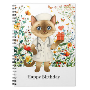 Cuaderno Enfermera con regalo con fondo floral