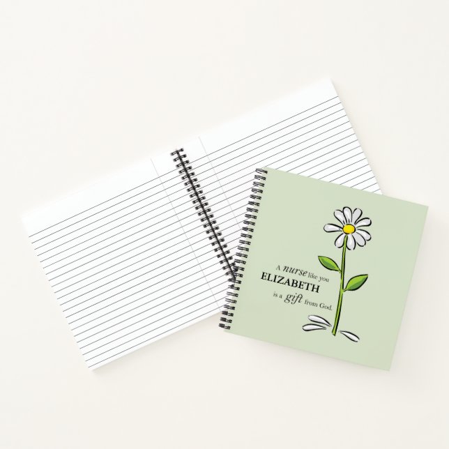 Cuaderno Enfermera Cumpleaños Religiosa Verde Daisy Persona (Interior)