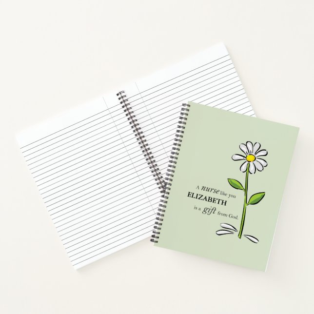 Cuaderno Enfermera Cumpleaños Religiosa Verde Daisy Persona (Interior)