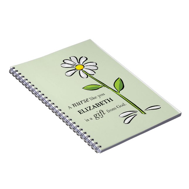 Cuaderno Enfermera Cumpleaños Religiosa Verde Daisy Persona (Lado Derecho)