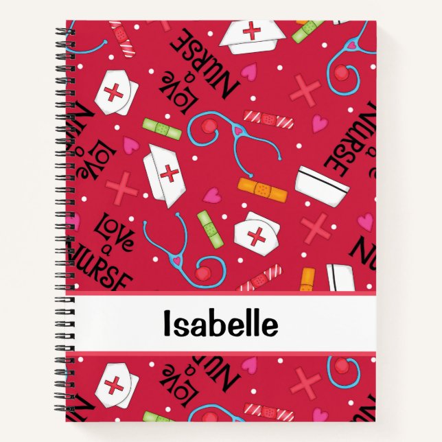 Cuaderno Enfermera de arte médico de mala calidad Nombre ro (Anverso)