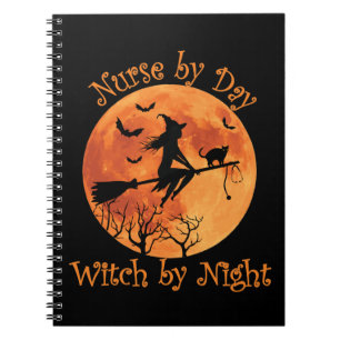 Cuaderno Enfermera de día bruja por noche divertida Hallowe