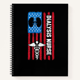 Cuaderno Enfermera de diálisis Bandera Americana Patriótica