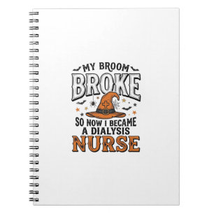 Cuaderno Enfermera de diálisis de Halloween Bruja Escoba Ro