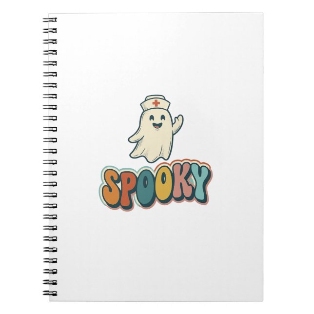 Cuaderno Enfermera de Halloween Fantasma Espeluznante Retro (Frente)