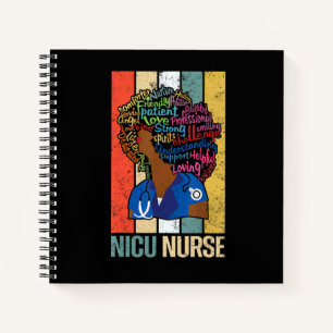Cuaderno Enfermera de Nicu Negra Para Enfermería de Melanin