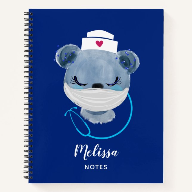 Cuaderno Enfermera de osito con máscara médica (Anverso)