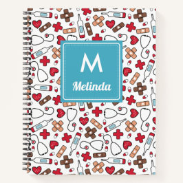 Cuaderno Enfermera de patrón médico curado Monogramada
