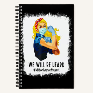 Cuaderno Enfermera de pelo amarillo decolorado fuerte nos h