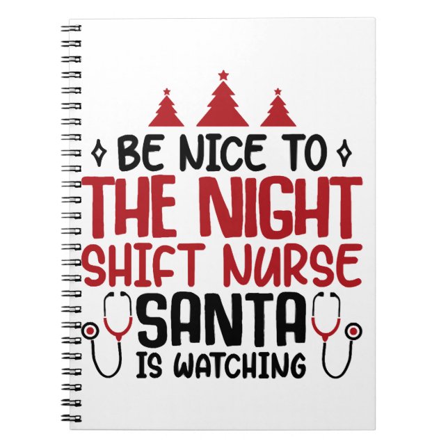 Cuaderno Enfermera de turno nocturno que Santa está observa (Frente)