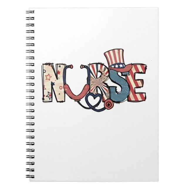 Cuaderno Enfermera estadounidense 4 de julio: Enfermeras de (Frente)