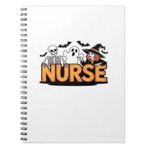 Cuaderno Enfermera - Halloween - con fantasma, bruja y esqu