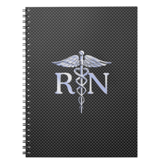 Cuaderno Enfermera inscrita RN Caduceus Snakes Carbon (Frente)