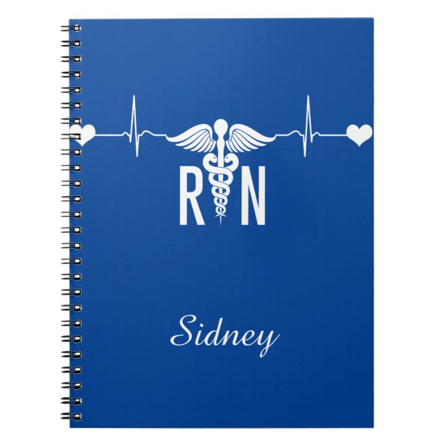 Cuaderno Enfermera inscrita (RN) Símbolo Caduceus EKG (Frente)