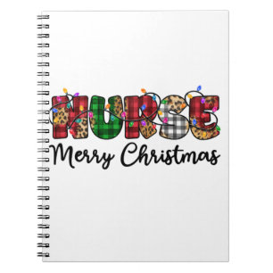 Cuaderno Enfermera Merry Christmas Lights Leopard Print Buf