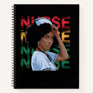 Cuaderno Enfermera mujer negra afro retro mes de la histori