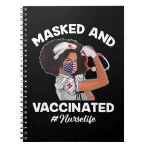Cuaderno Enfermera negra enmascarada y vacunada afroamerica