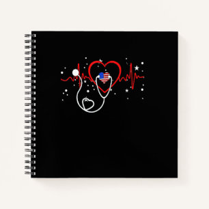 Cuaderno Enfermera Patriótica Para El 4 De Julio Para Hombr
