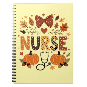 Cuaderno Enfermera personalizada - Calabaza linda y hojas o