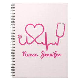 Cuaderno Enfermera Personalizado rosa Stethoscope Línea de 