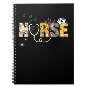 Cuaderno Enfermera regalo de camiseta de Halloween con arañ