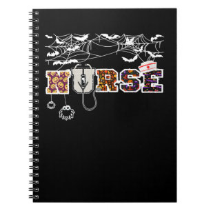Cuaderno Enfermera regalo de camiseta de Halloween con arañ