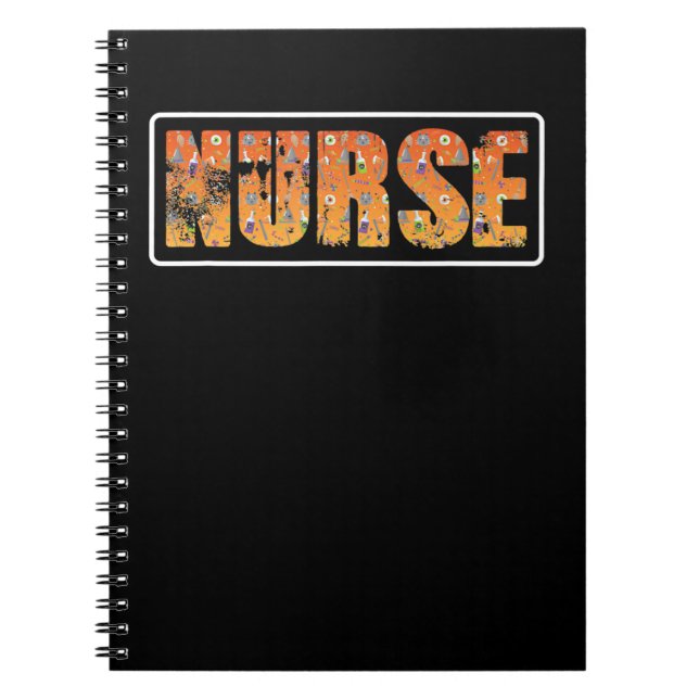Cuaderno Enfermera regalo de Halloween con Gorra de bruja d (Frente)
