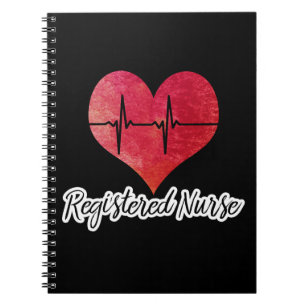 Cuaderno Enfermera Registrada -- Corazón de Acuarela Roja