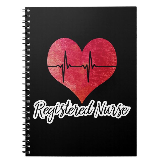 Cuaderno Enfermera Registrada -- Corazón de Acuarela Roja (Frente)