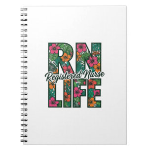 Cuaderno Enfermera Registrada RN Vida Floral Diseño Vectori