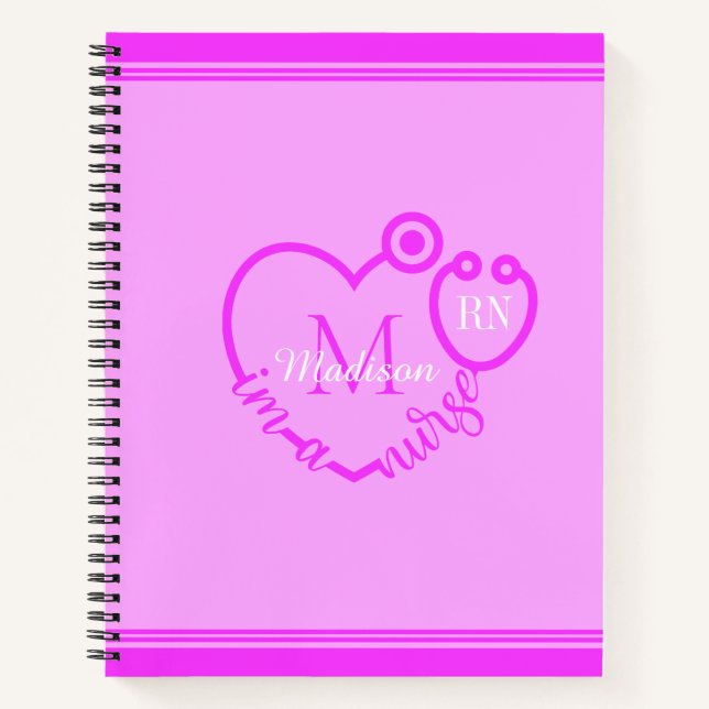 Cuaderno Enfermera Stethoscope Monograma Personalizado Mode (Anverso)