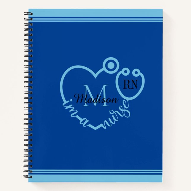 Cuaderno Enfermera Stethoscope Monograma Personalizado Mode (Anverso)
