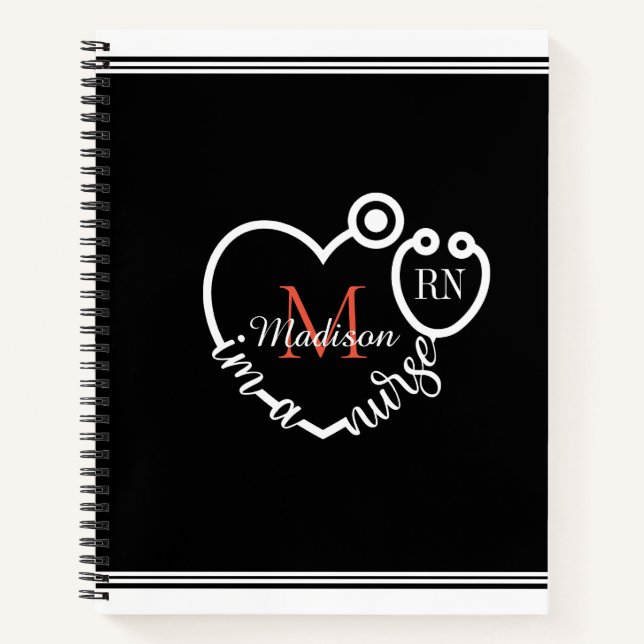 Cuaderno Enfermera Stethoscope Monograma Personalizado Mode (Anverso)