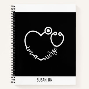 Cuaderno Enfermera Stethoscope Nombre personalizado moderno