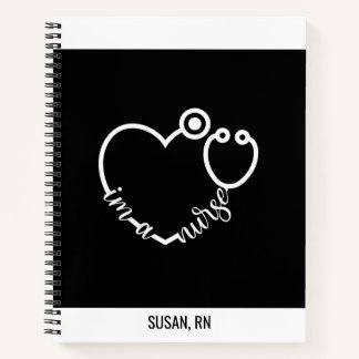 Cuaderno Enfermera Stethoscope Nombre personalizado moderno