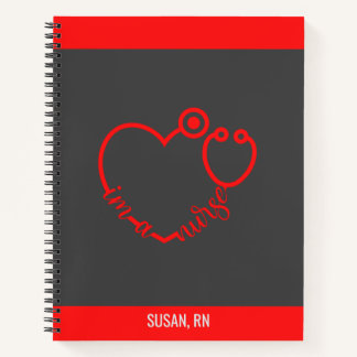 Cuaderno Enfermera Stethoscope Nombre personalizado moderno