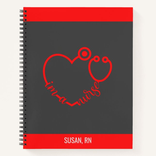 Cuaderno Enfermera Stethoscope Nombre personalizado moderno (Anverso)