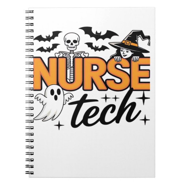Cuaderno Enfermera técnica - Halloween - con esqueleto, bru (Frente)
