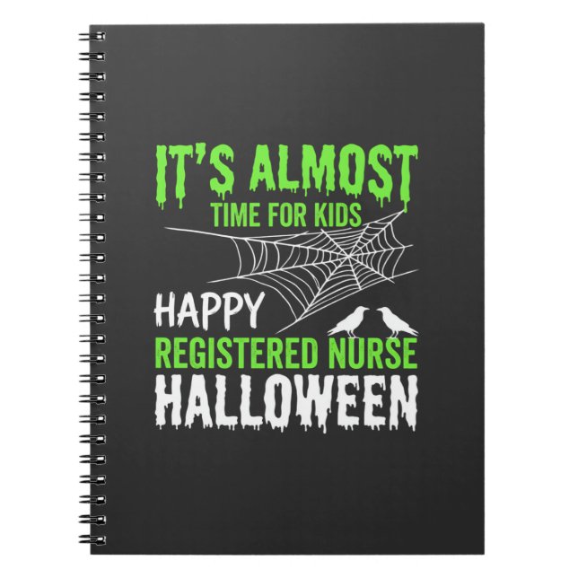 Cuaderno Enfermera titulada Halloween Telaraña y Cuervo (Frente)