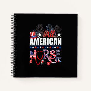Cuaderno Enfermera totalmente americana bandera patriótica 
