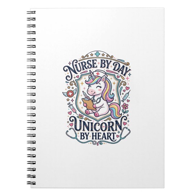 Cuaderno Enfermera Unicornio de Día Unicornio de Corazón Fo (Frente)