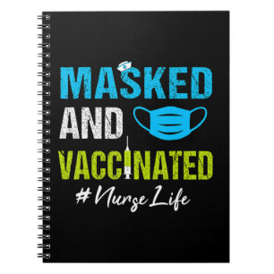 Cuaderno Enfermera y vacuna de enfermería mascarada y vacun